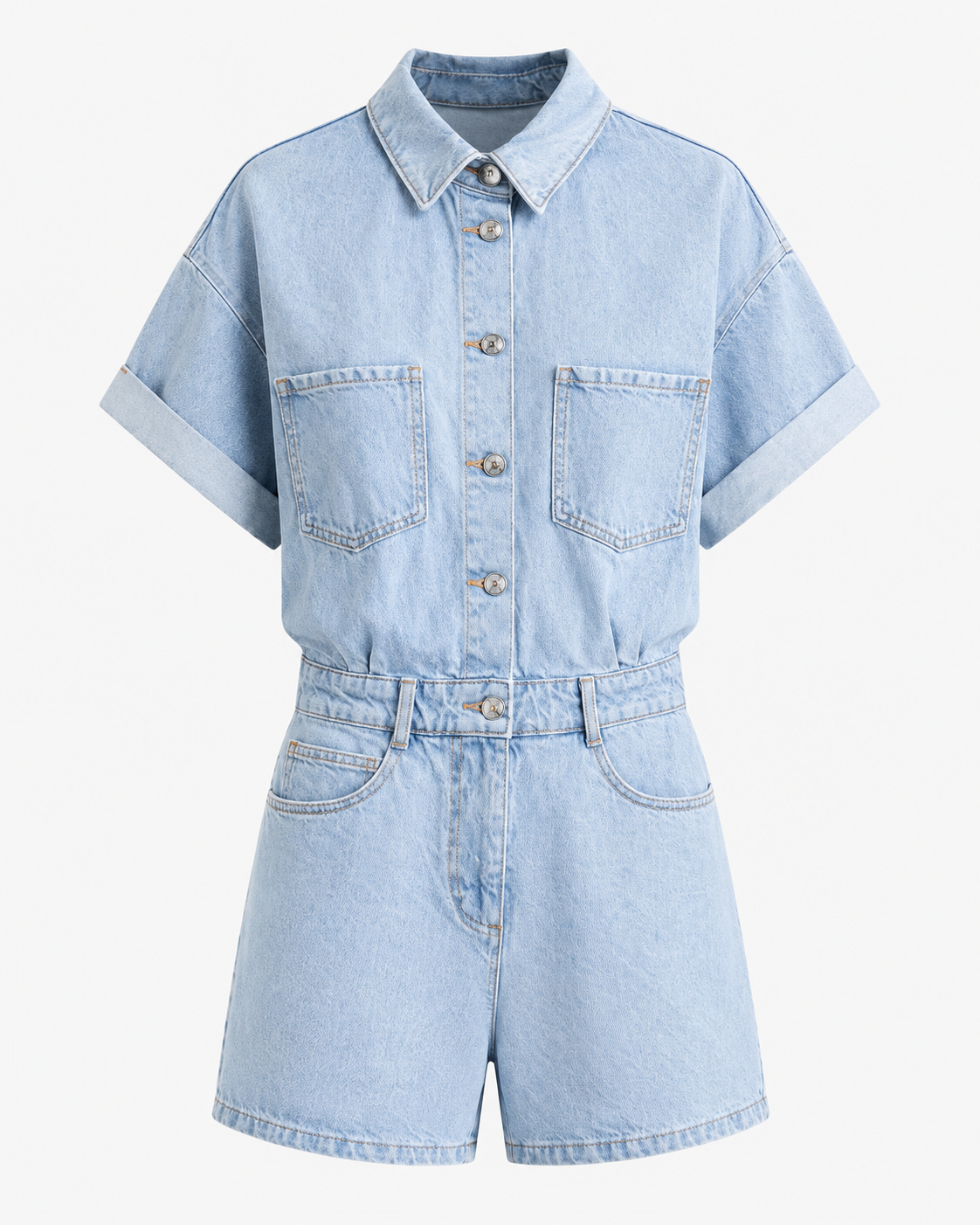 Denim Kortärmad Jumpsuit