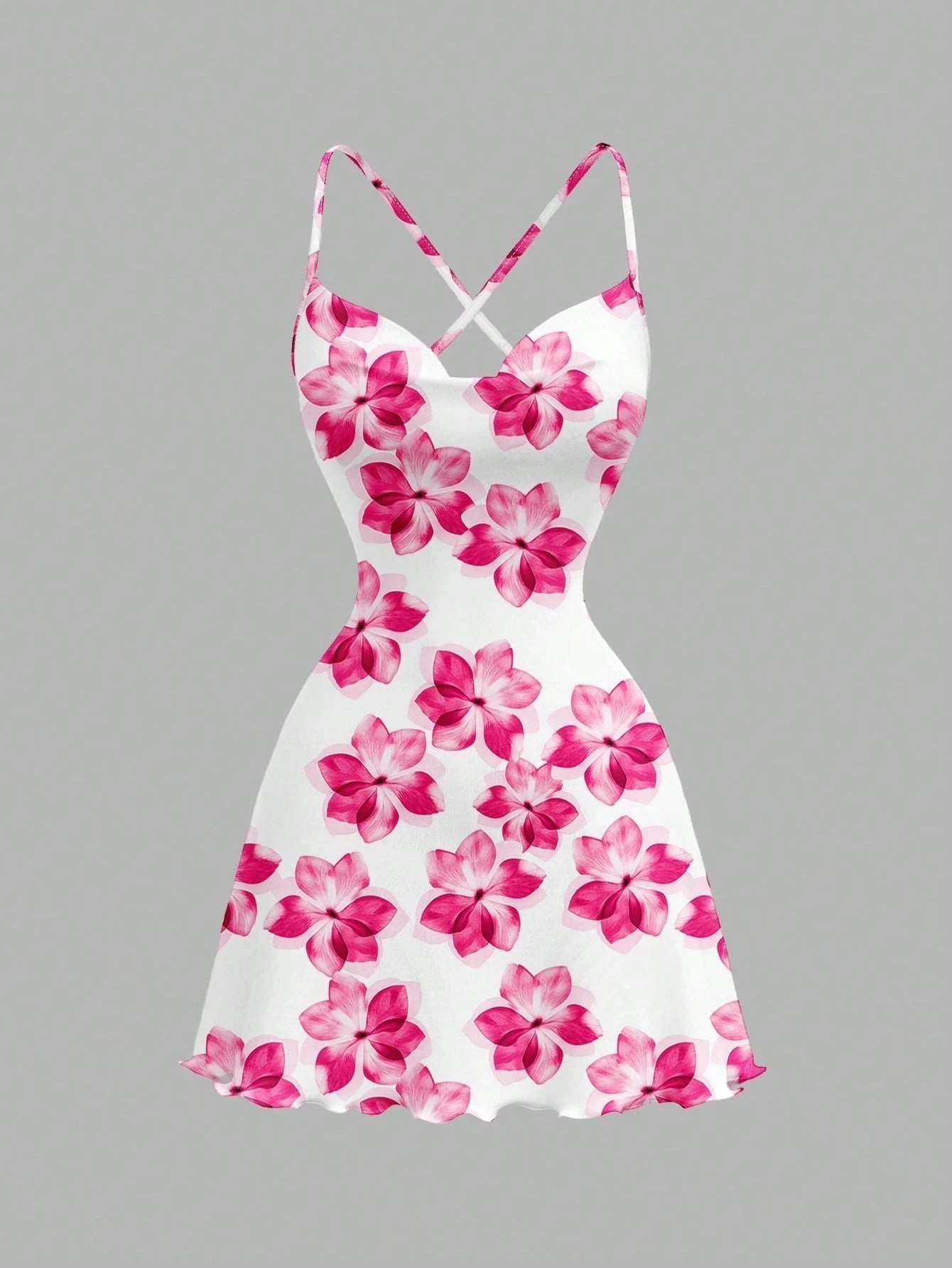Vit Blommig Off-shoulder Minikläning