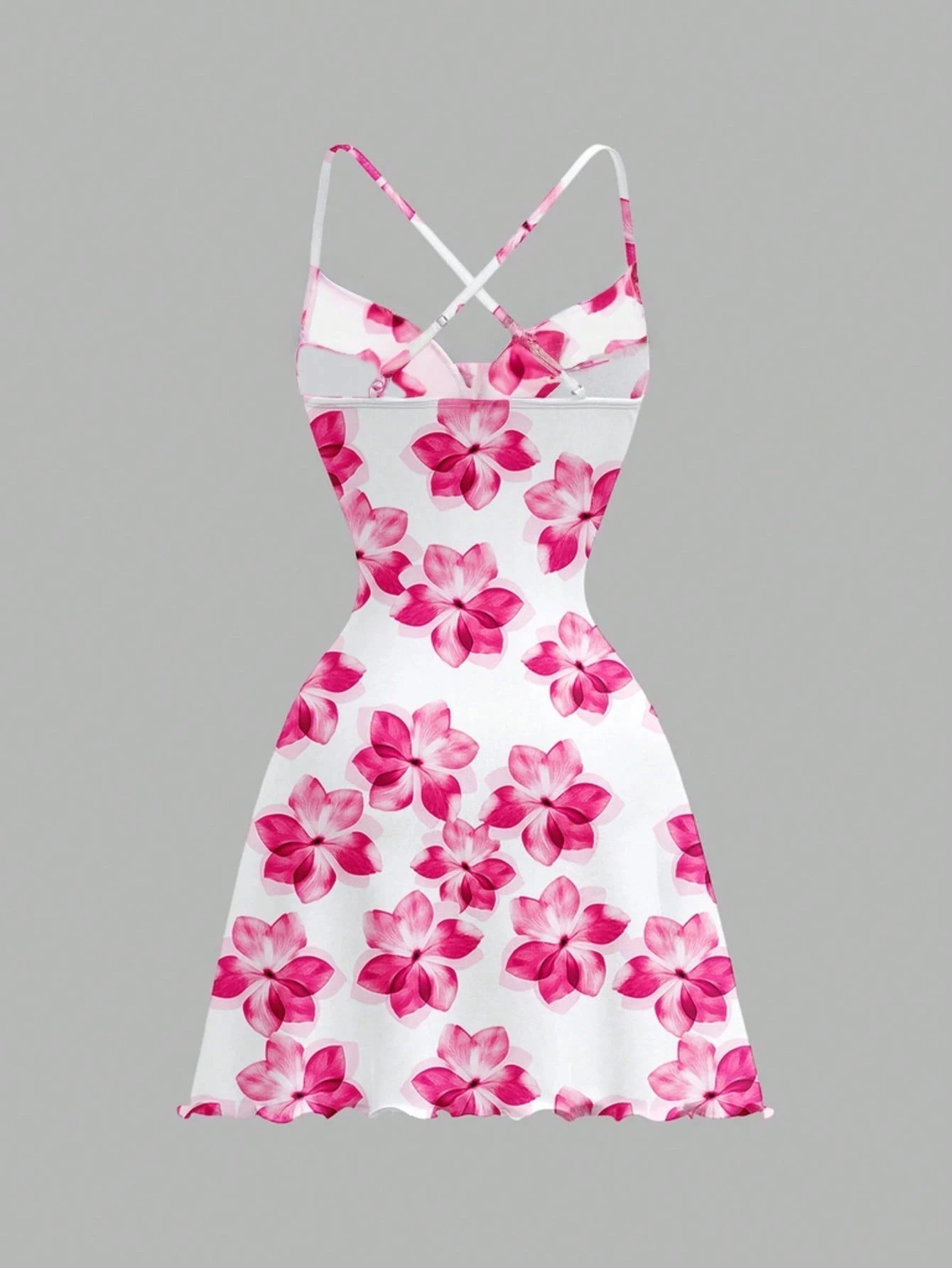 Vit Blommig Off-shoulder Minikläning